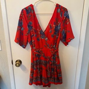 Floral vacation cute fun frilly romper jumpsuit